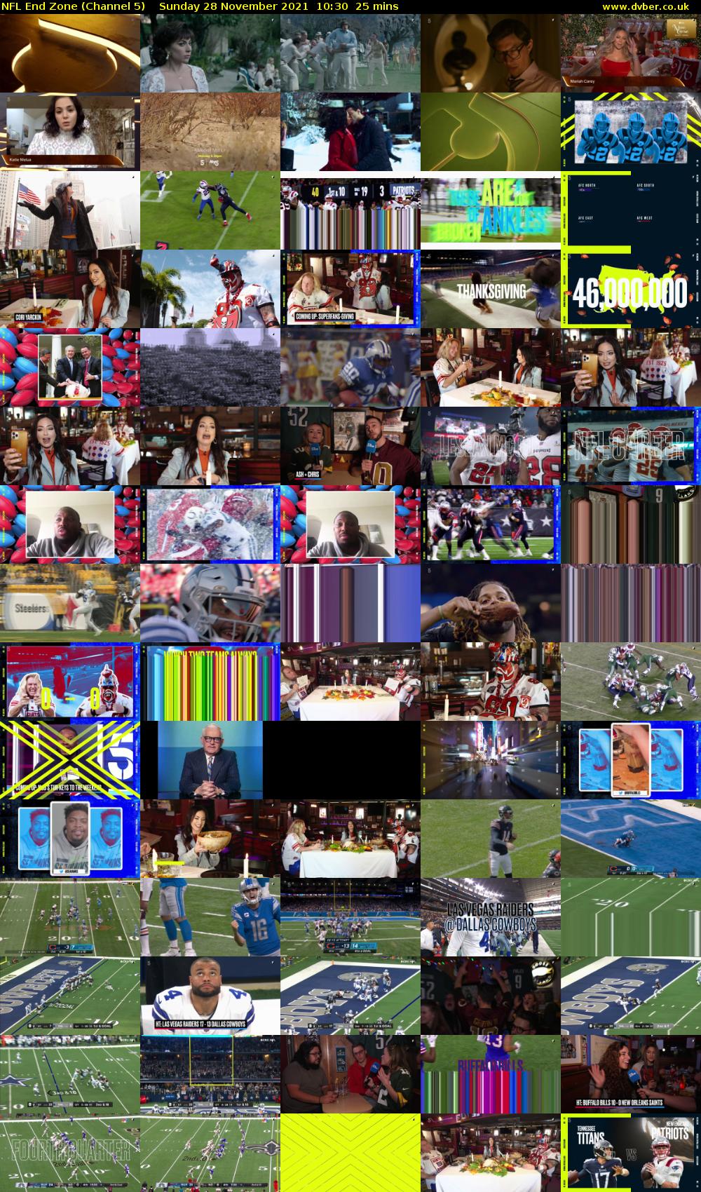 NFL End Zone (Channel 5) Sunday 28 November 2021 10:30 - 10:55