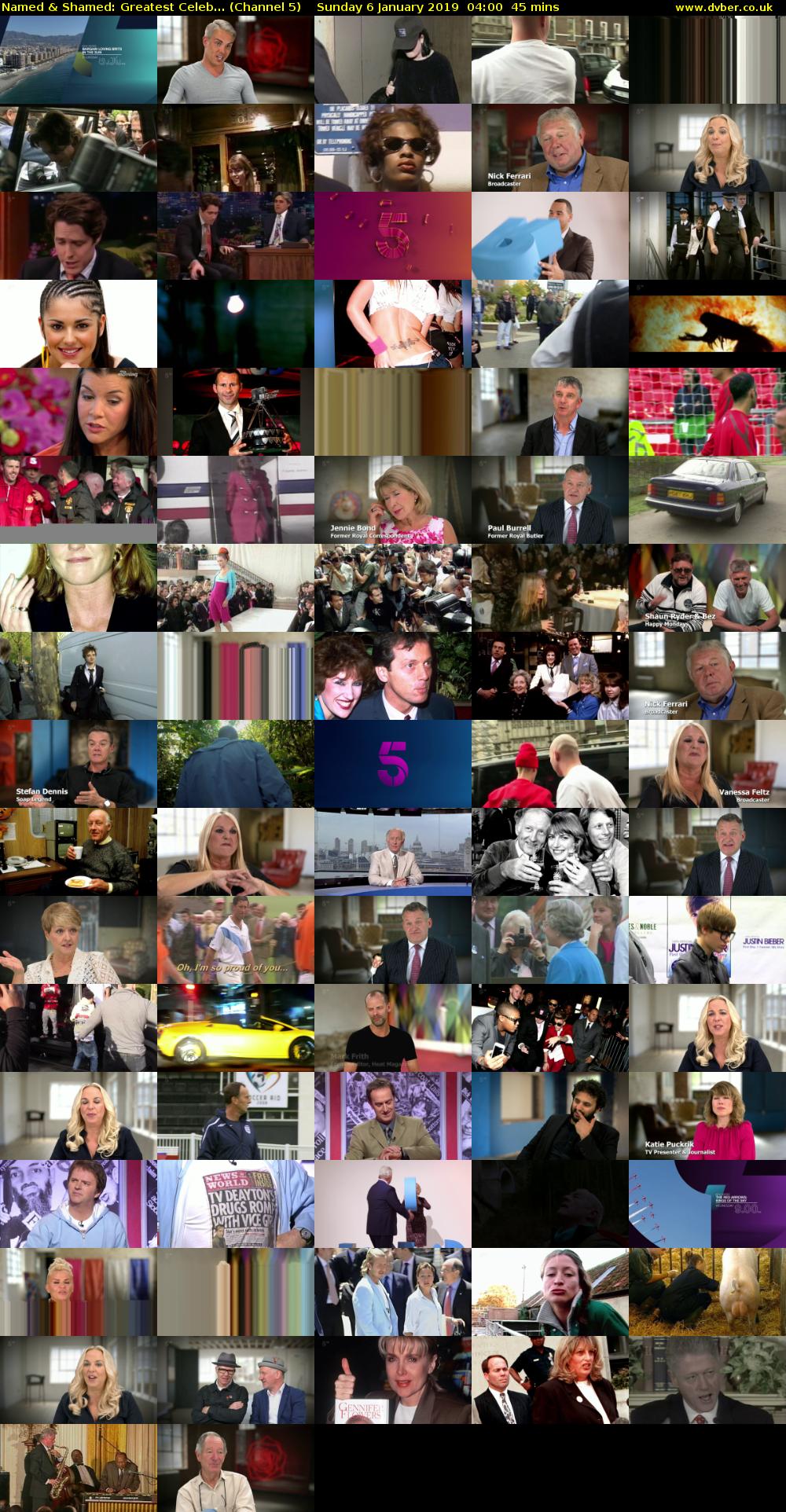 Named & Shamed: Greatest Celeb... (Channel 5) Sunday 6 January 2019 04:00 - 04:45