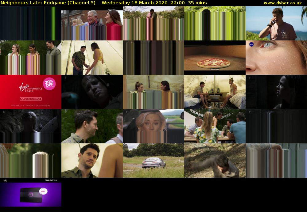 Neighbours Late: Endgame (Channel 5) Wednesday 18 March 2020 22:00 - 22:35