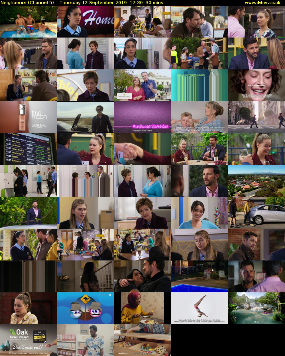 Neighbours (Channel 5) Thursday 12 September 2019 17:30 - 18:00