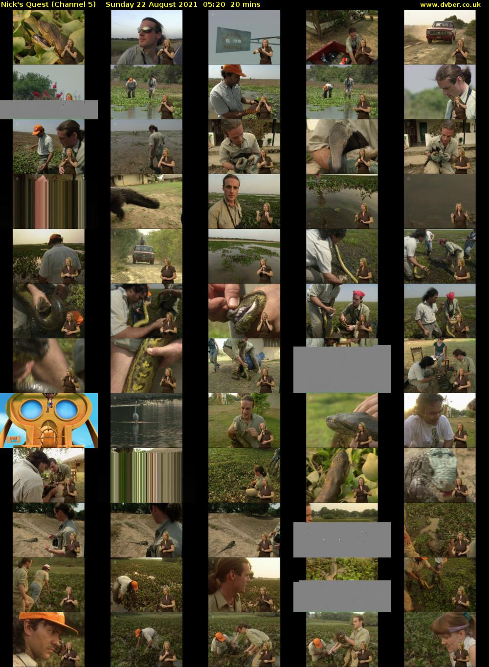 Nick's Quest (Channel 5) Sunday 22 August 2021 05:20 - 05:40