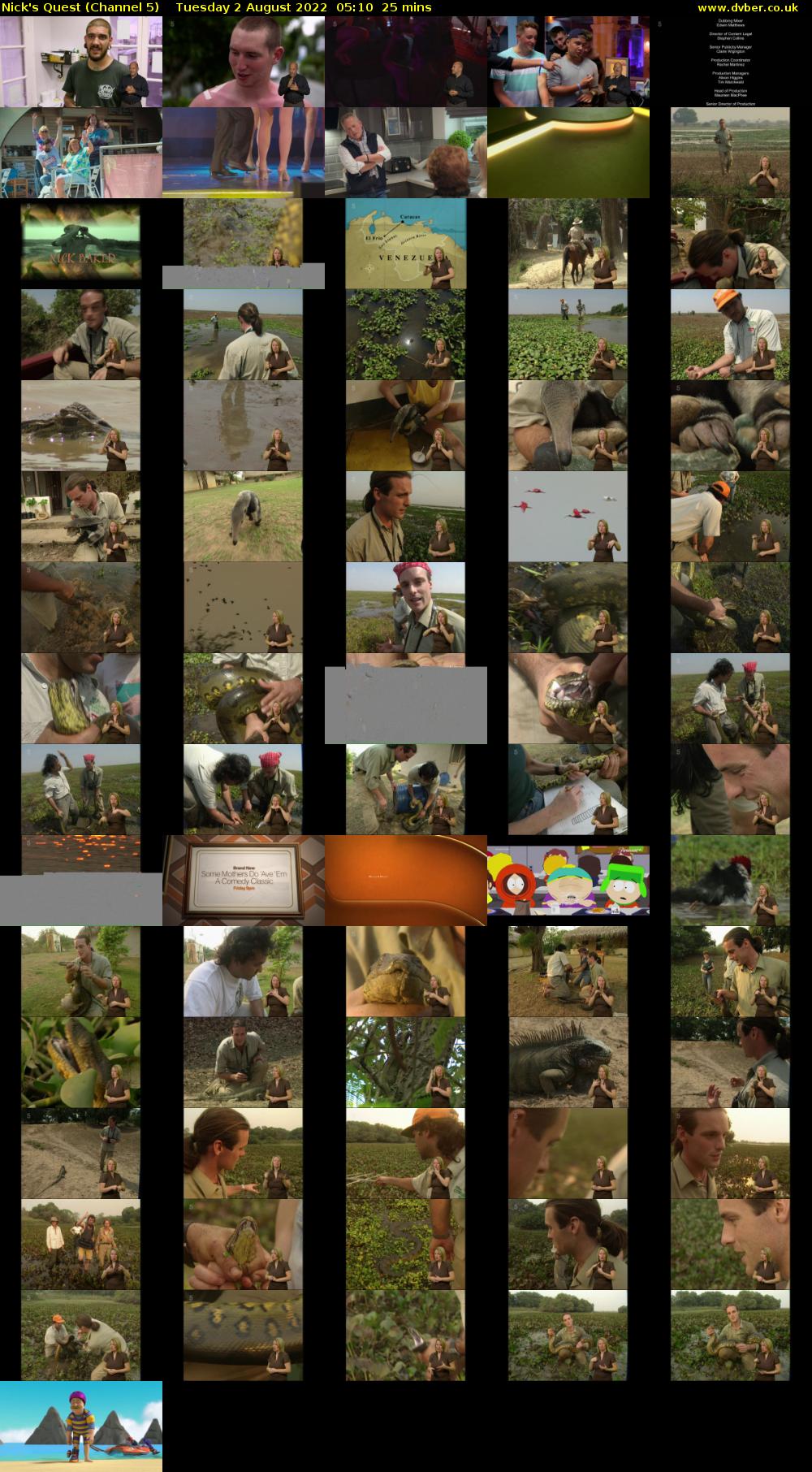 Nick's Quest (Channel 5) Tuesday 2 August 2022 05:10 - 05:35