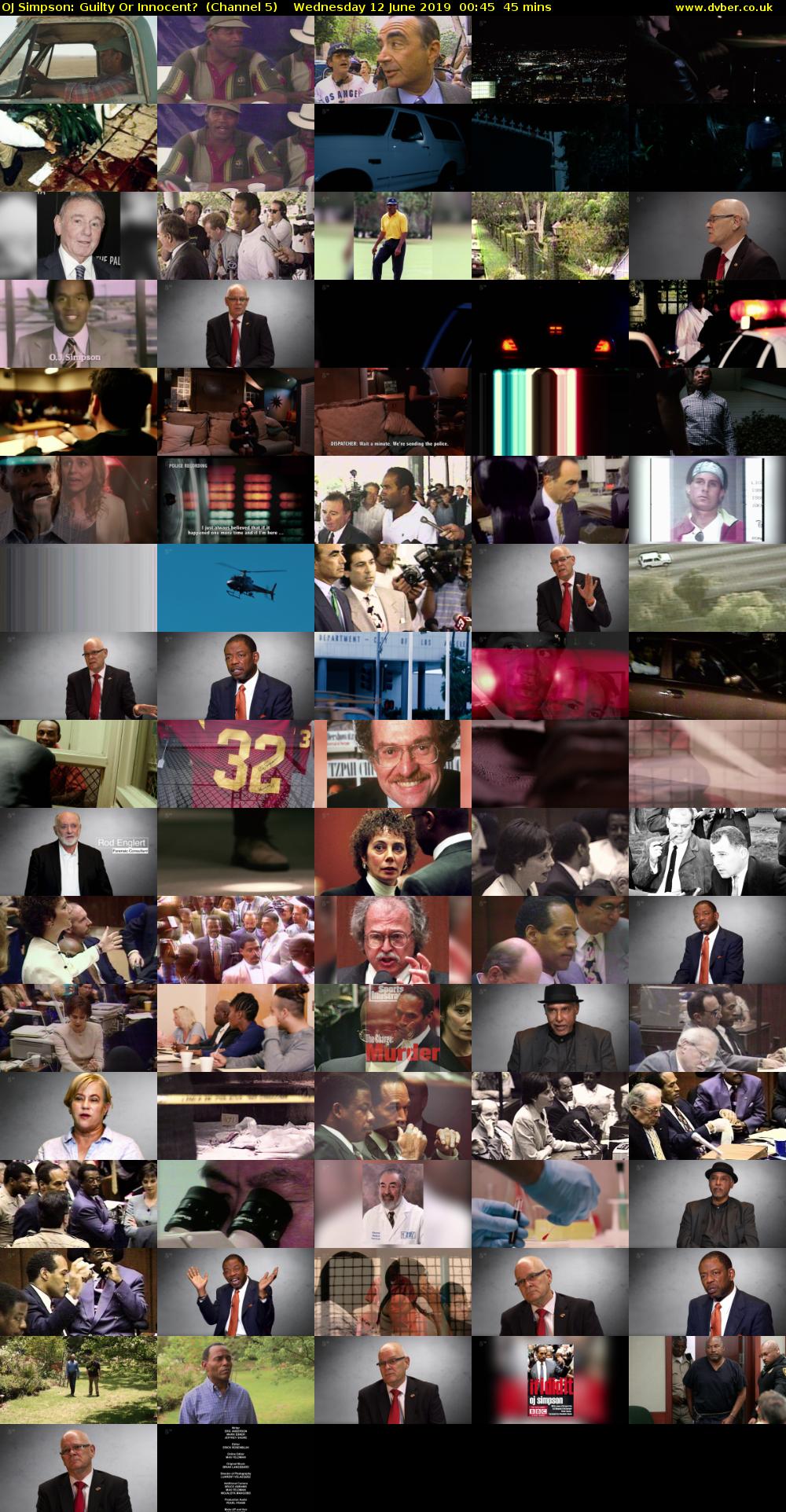 OJ Simpson: Guilty Or Innocent?  (Channel 5) Wednesday 12 June 2019 00:45 - 01:30