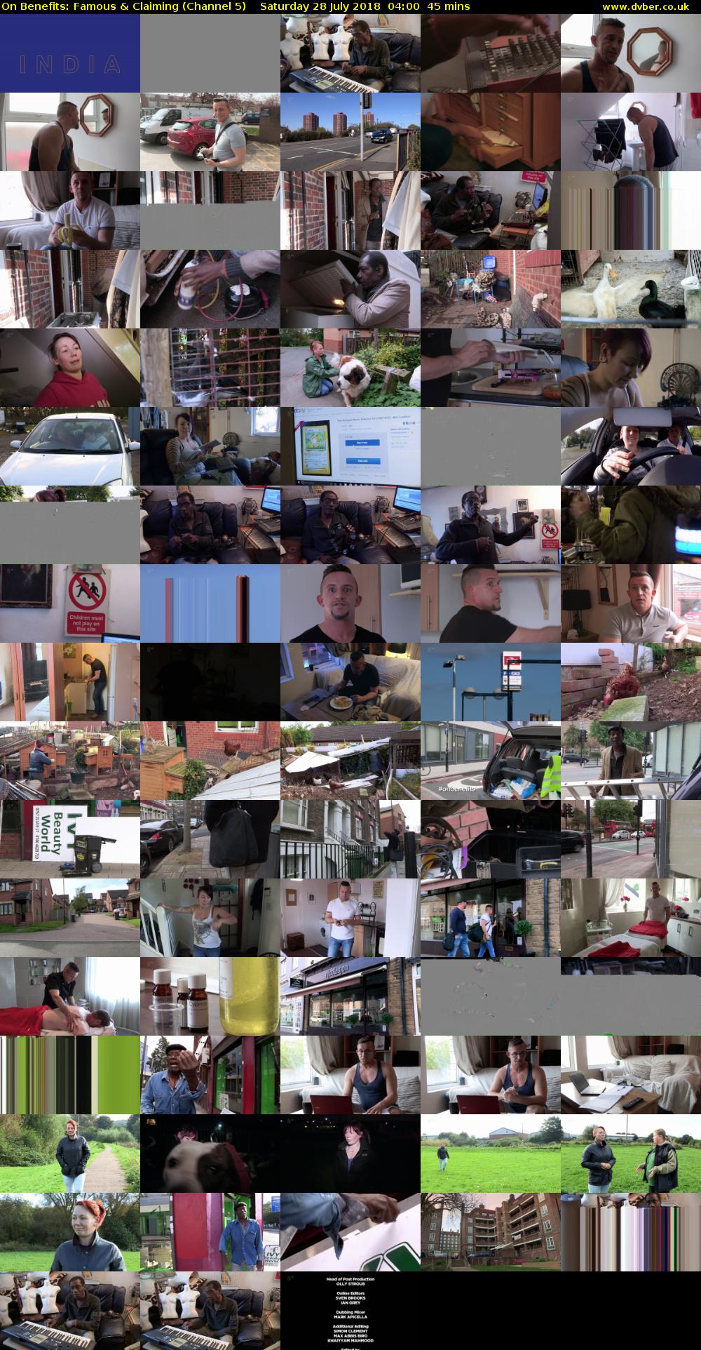 On Benefits: Famous & Claiming (Channel 5) Saturday 28 July 2018 04:00 - 04:45