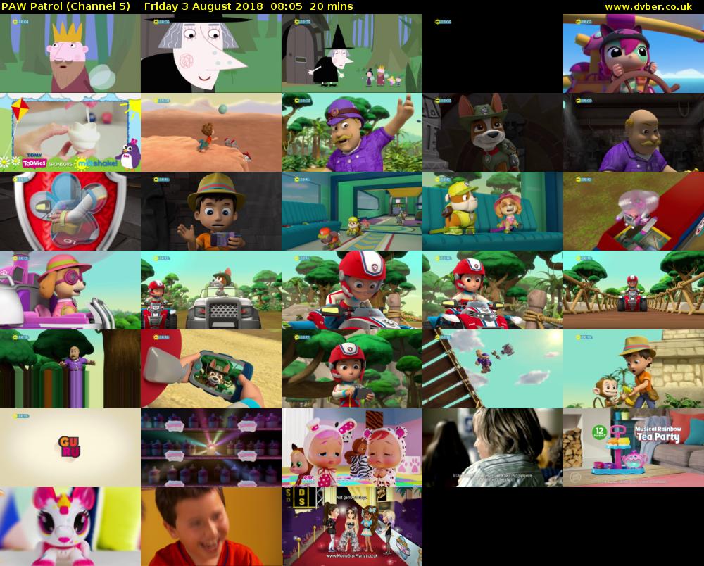 PAW Patrol (Channel 5) Friday 3 August 2018 08:05 - 08:25