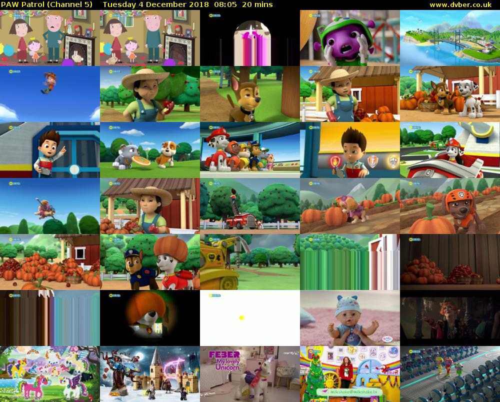PAW Patrol (Channel 5) Tuesday 4 December 2018 08:05 - 08:25