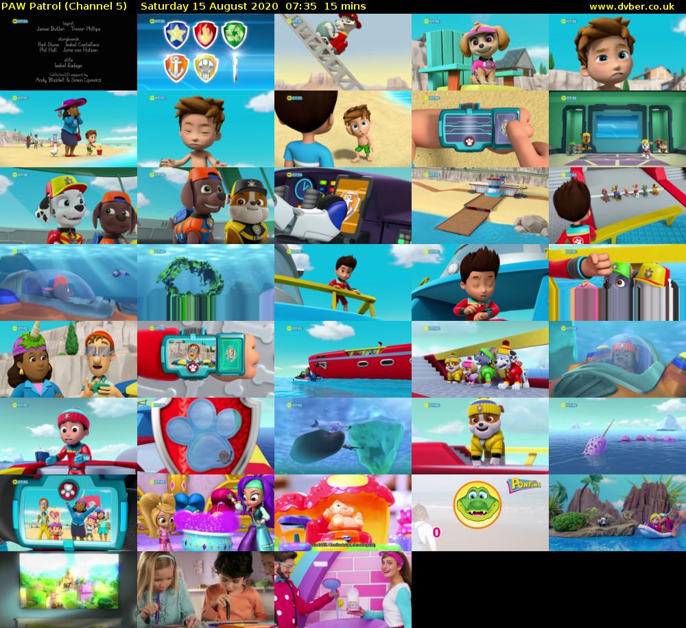 PAW Patrol (Channel 5) Saturday 15 August 2020 07:35 - 07:50