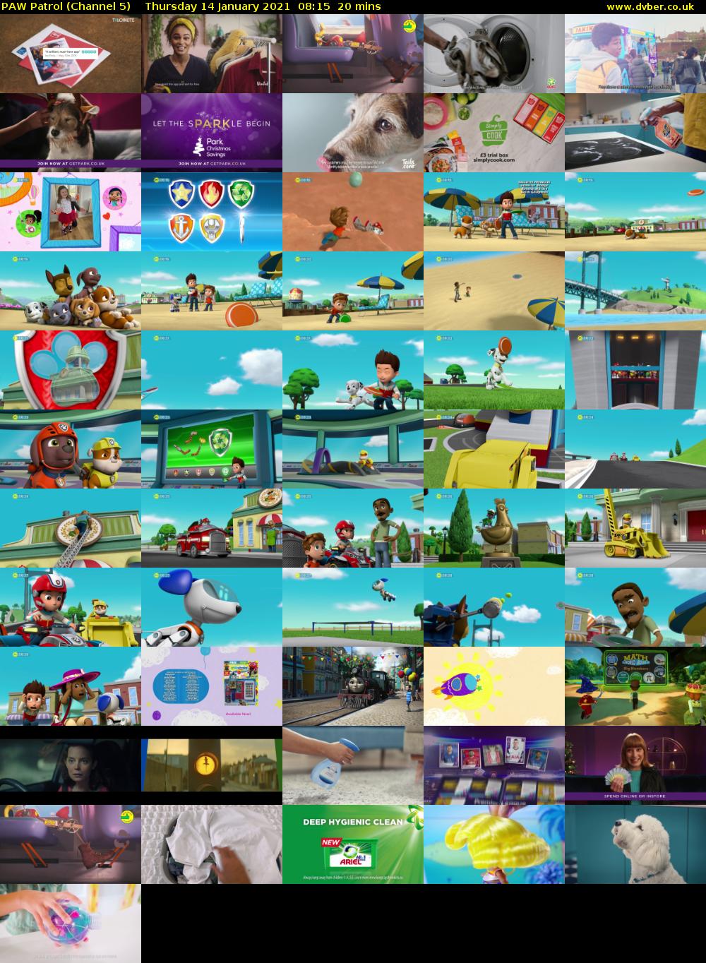 PAW Patrol (Channel 5) Thursday 14 January 2021 08:15 - 08:35