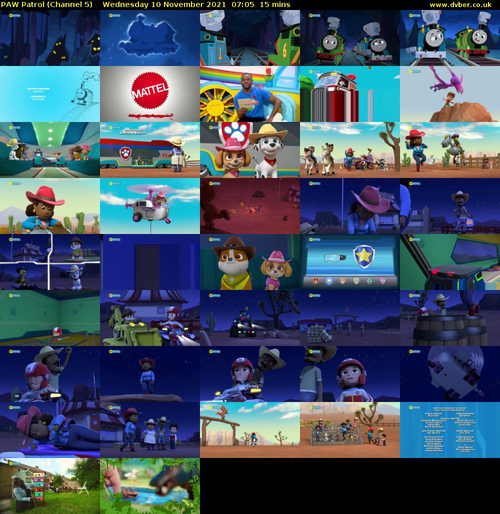 PAW Patrol (Channel 5) Wednesday 10 November 2021 07:05 - 07:20