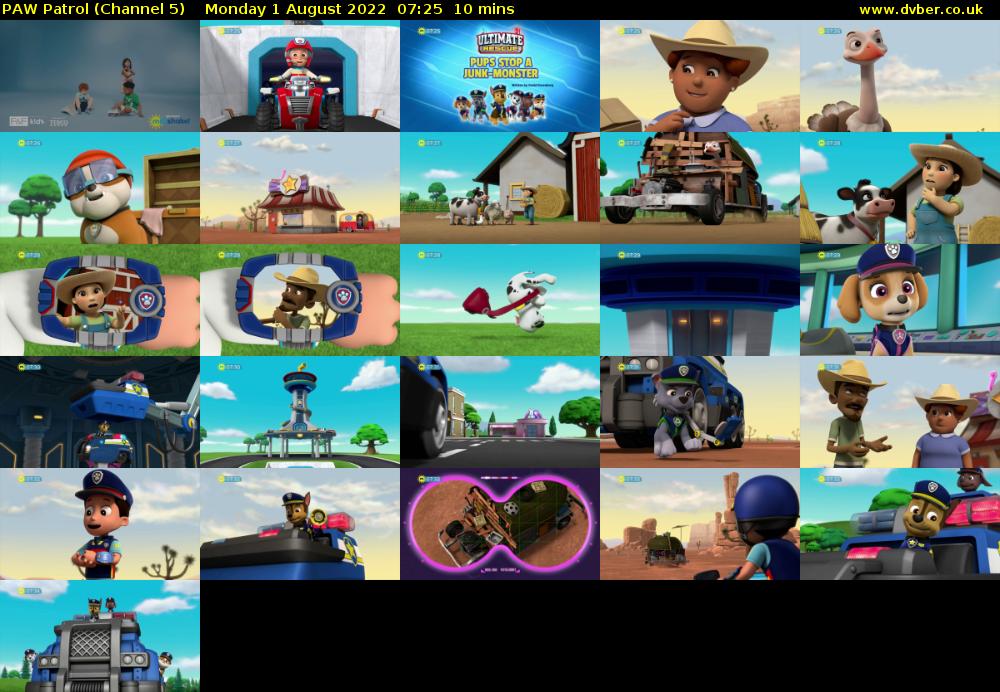 PAW Patrol (Channel 5) Monday 1 August 2022 07:25 - 07:35