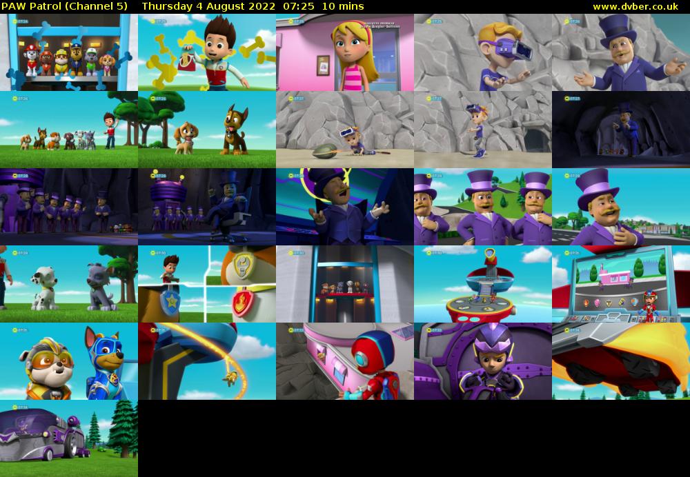 PAW Patrol (Channel 5) Thursday 4 August 2022 07:25 - 07:35
