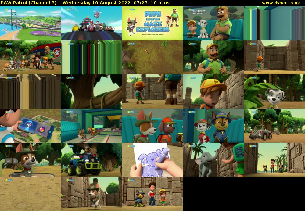 PAW Patrol (Channel 5) Wednesday 10 August 2022 07:25 - 07:35