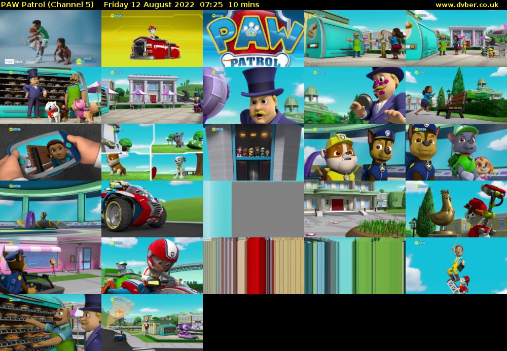 PAW Patrol (Channel 5) Friday 12 August 2022 07:25 - 07:35