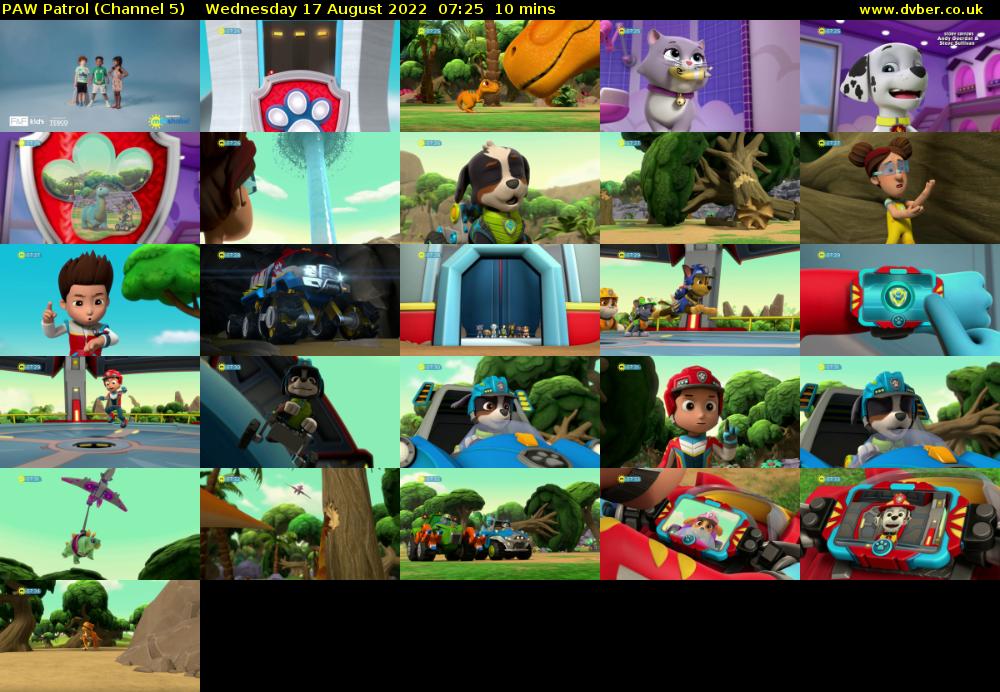 PAW Patrol (Channel 5) Wednesday 17 August 2022 07:25 - 07:35