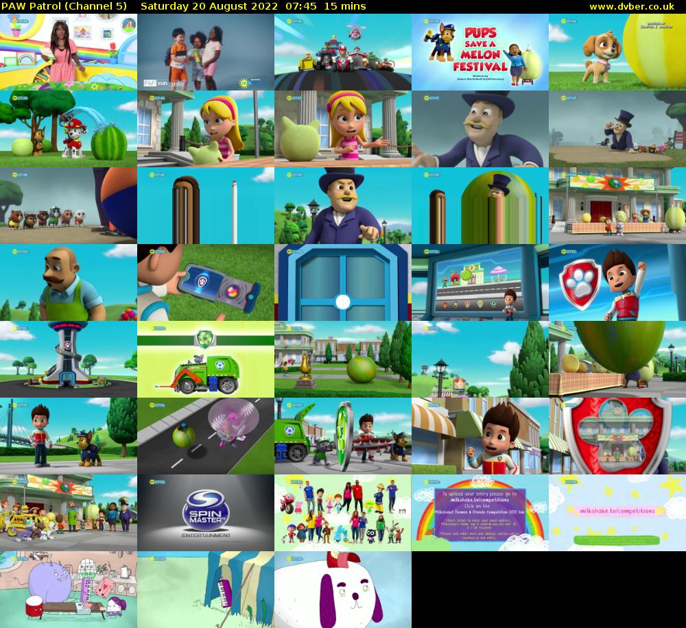 PAW Patrol (Channel 5) Saturday 20 August 2022 07:45 - 08:00