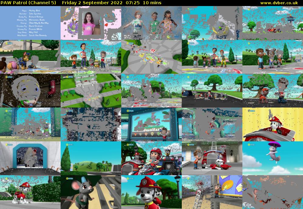 PAW Patrol (Channel 5) Friday 2 September 2022 07:25 - 07:35