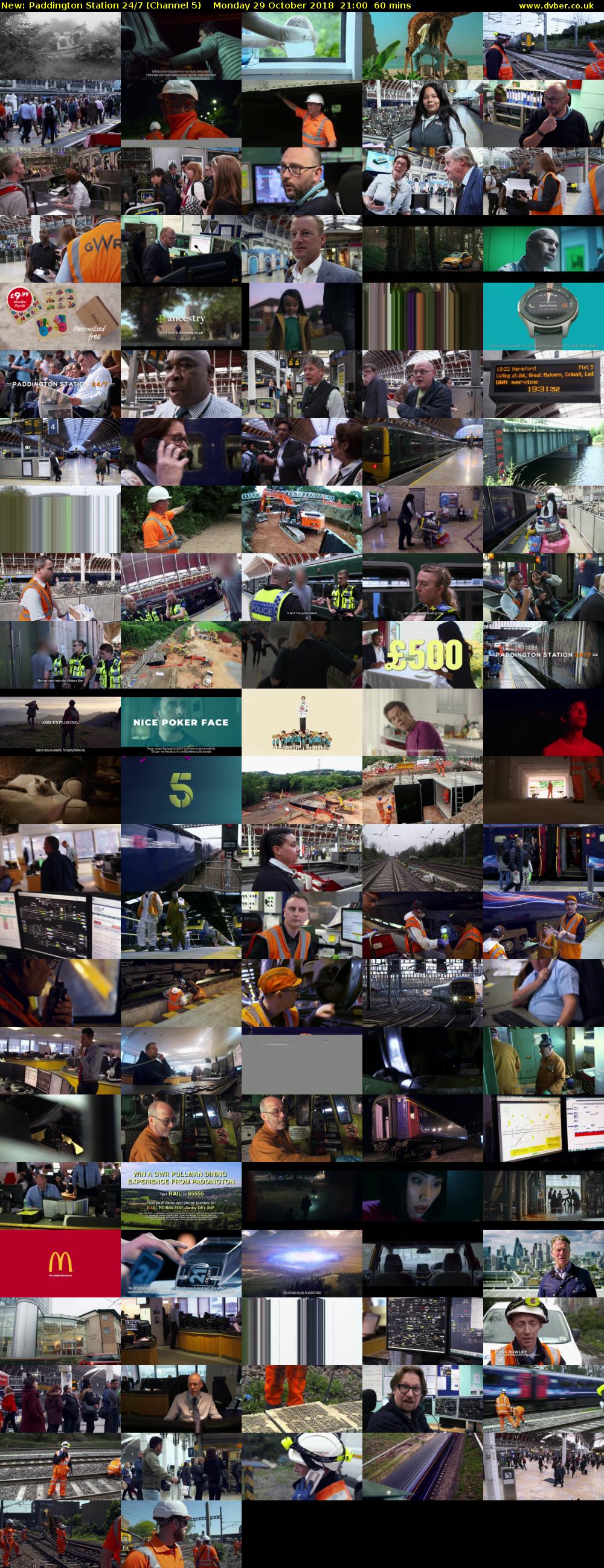 Paddington Station 24/7 (Channel 5) Monday 29 October 2018 21:00 - 22:00