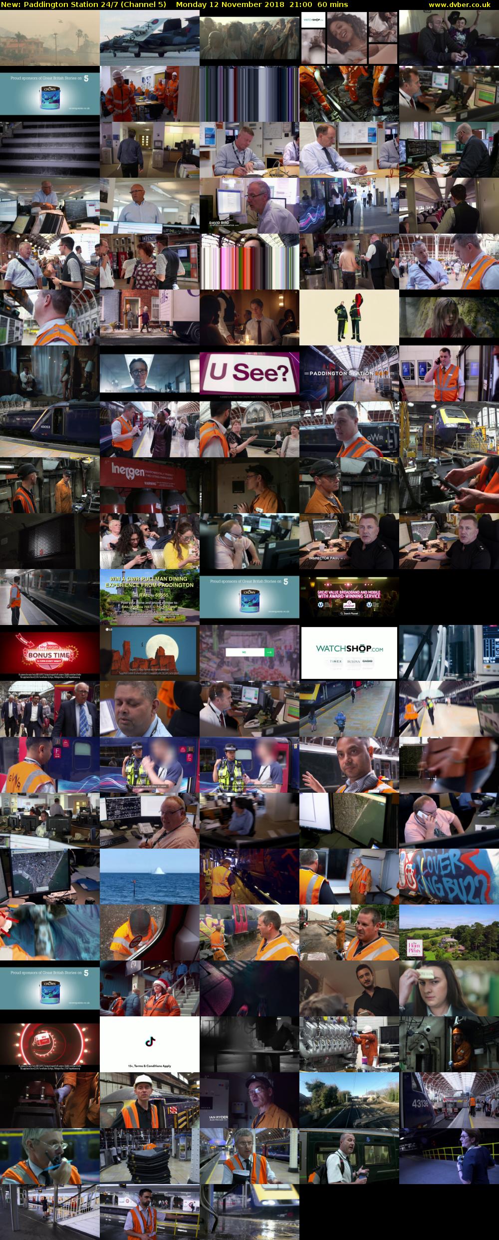 Paddington Station 24/7 (Channel 5) Monday 12 November 2018 21:00 - 22:00