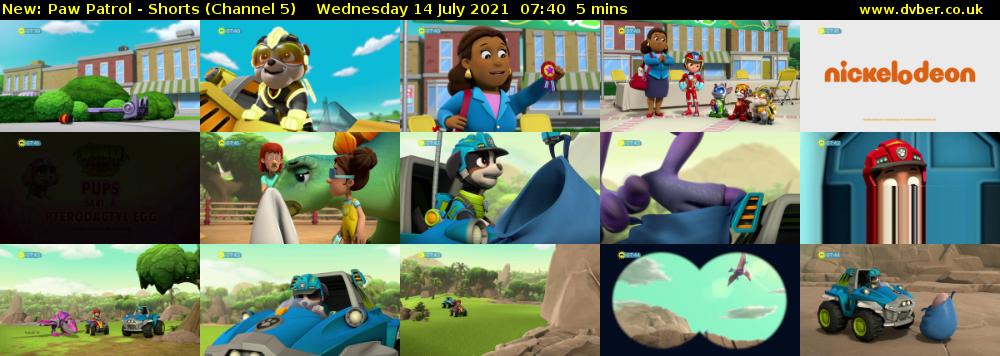 Paw Patrol - Shorts (Channel 5) Wednesday 14 July 2021 07:40 - 07:45