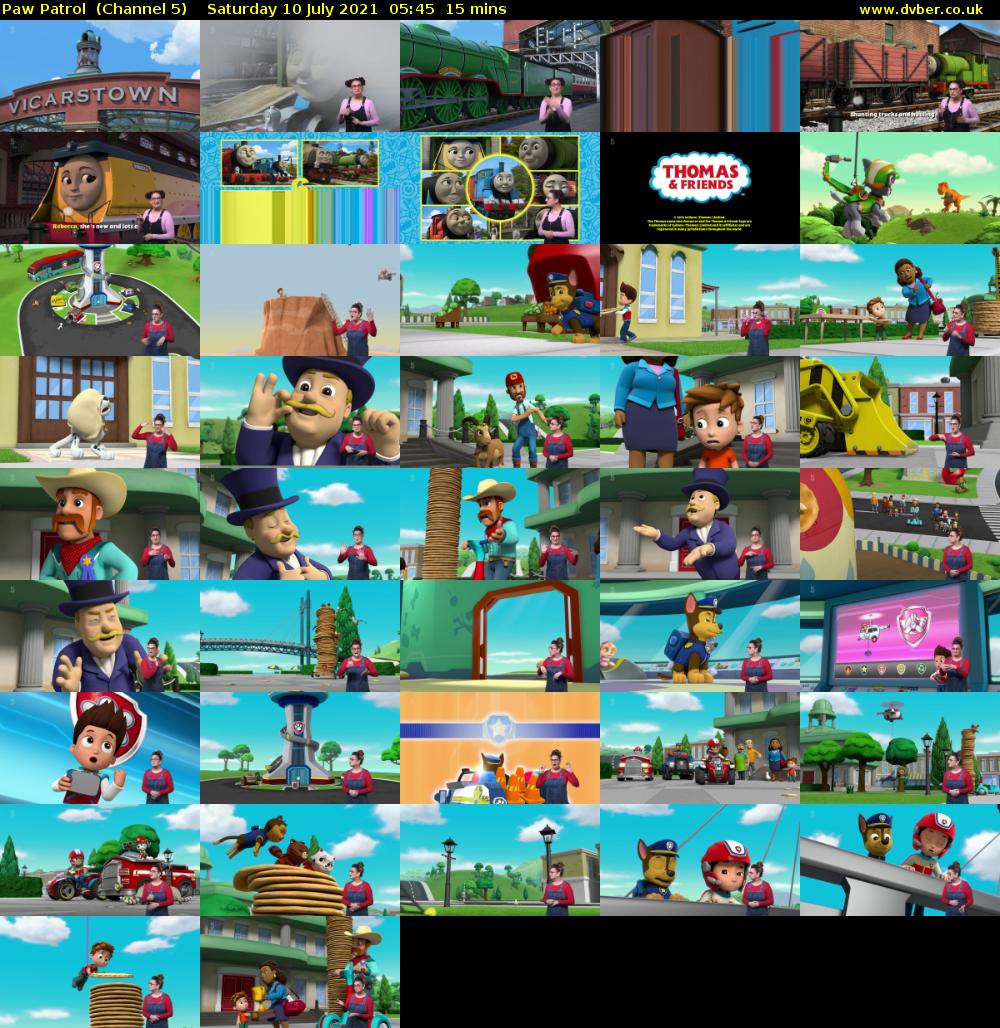 Paw Patrol  (Channel 5) Saturday 10 July 2021 05:45 - 06:00