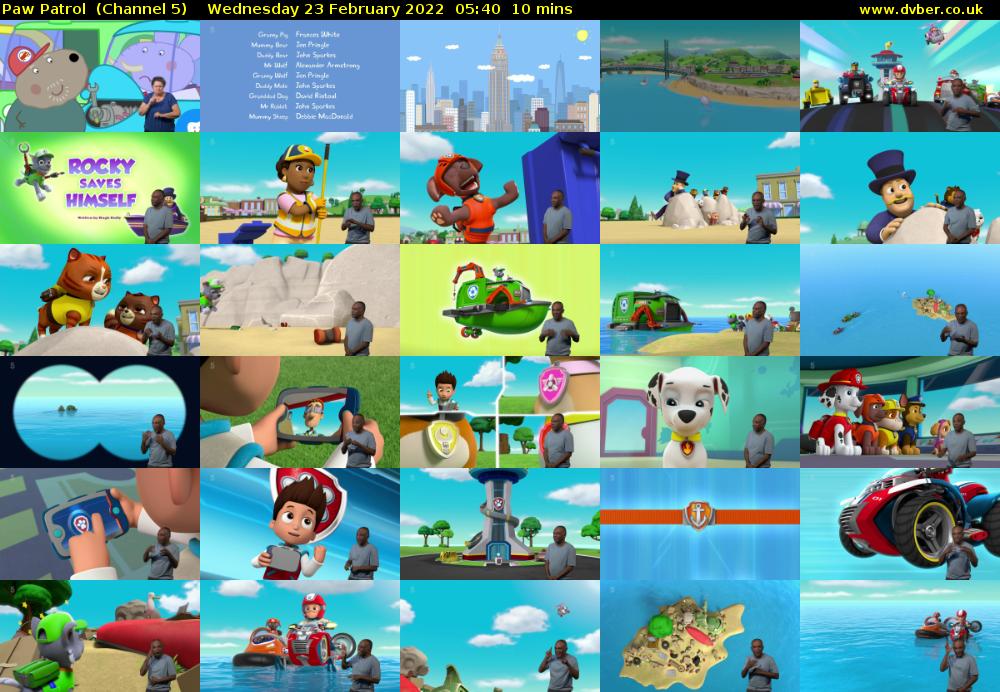 Paw Patrol  (Channel 5) Wednesday 23 February 2022 05:40 - 05:50
