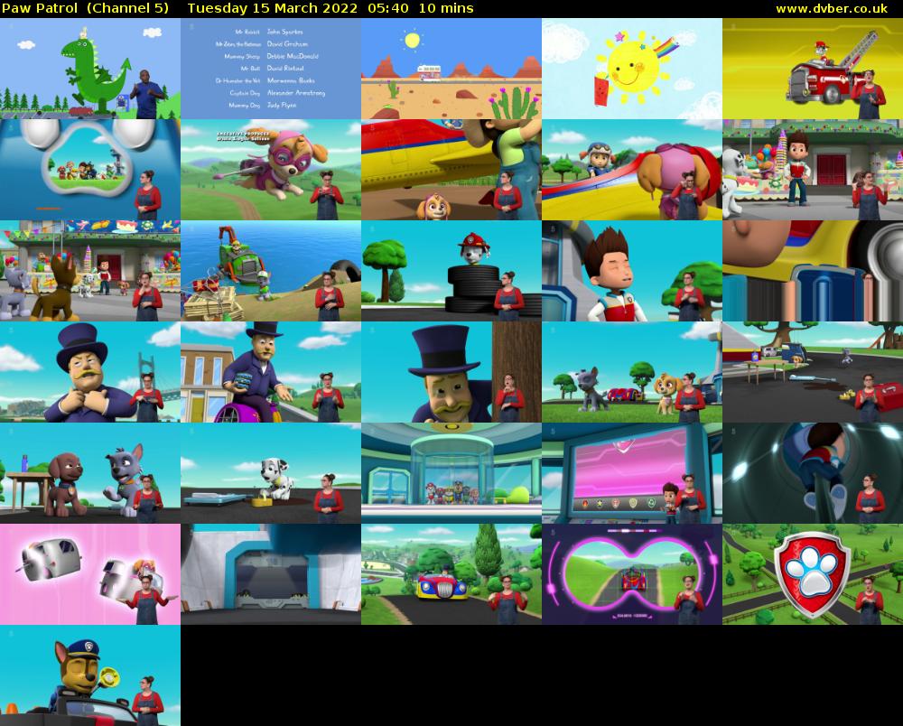 Paw Patrol  (Channel 5) Tuesday 15 March 2022 05:40 - 05:50
