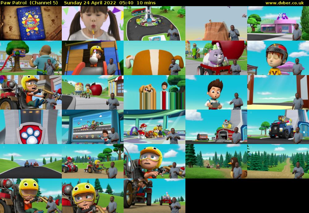 Paw Patrol  (Channel 5) Sunday 24 April 2022 05:40 - 05:50