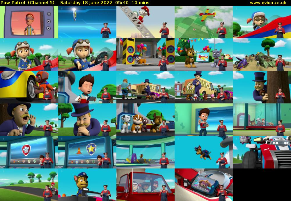 Paw Patrol  (Channel 5) Saturday 18 June 2022 05:40 - 05:50