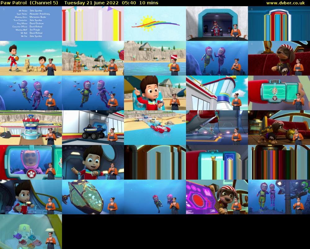 Paw Patrol  (Channel 5) Tuesday 21 June 2022 05:40 - 05:50