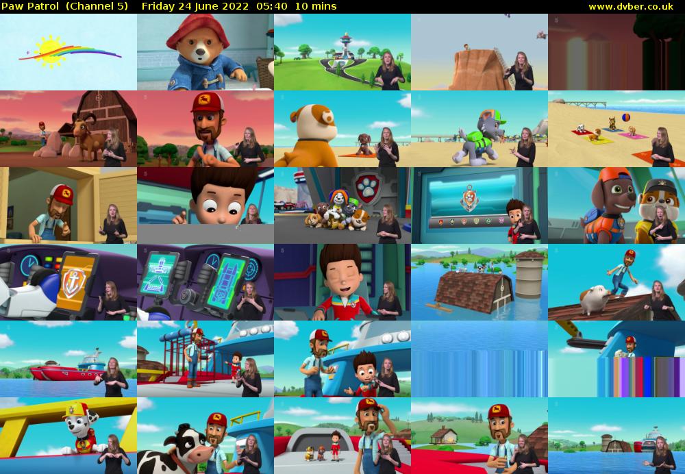 Paw Patrol  (Channel 5) Friday 24 June 2022 05:40 - 05:50