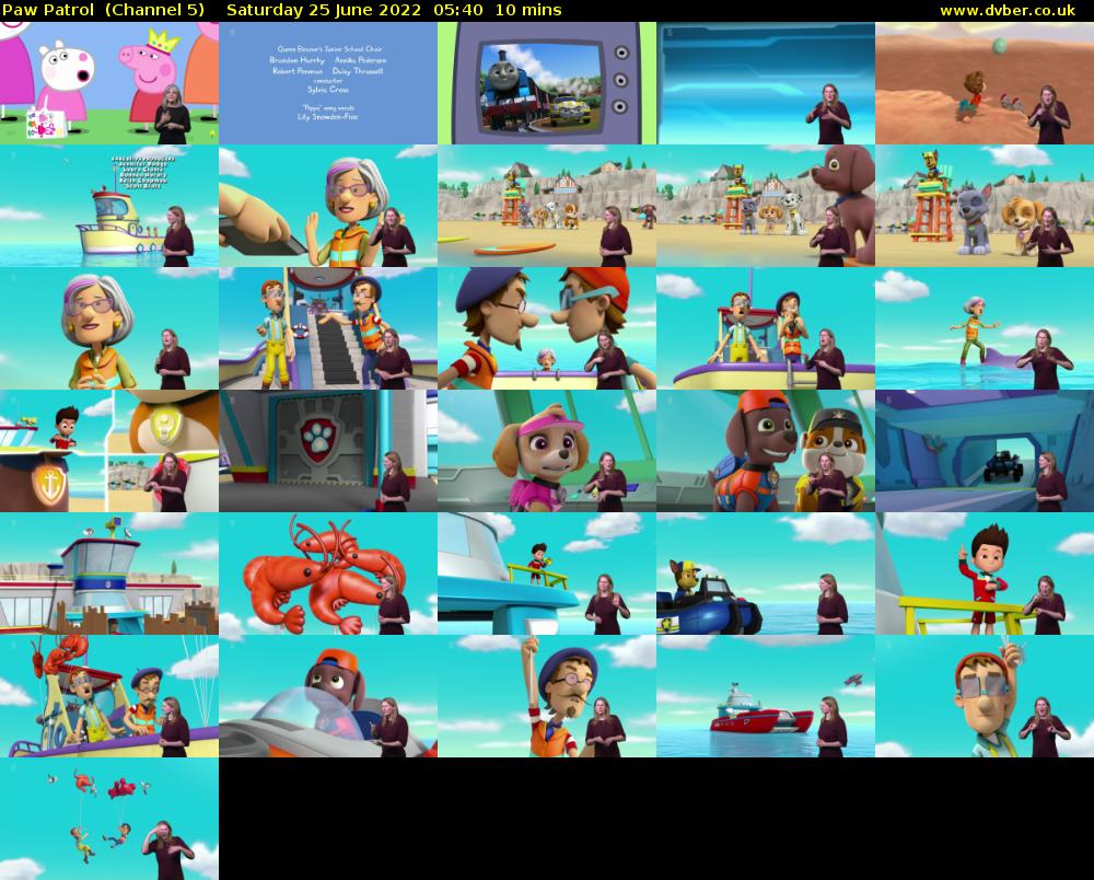 Paw Patrol  (Channel 5) Saturday 25 June 2022 05:40 - 05:50