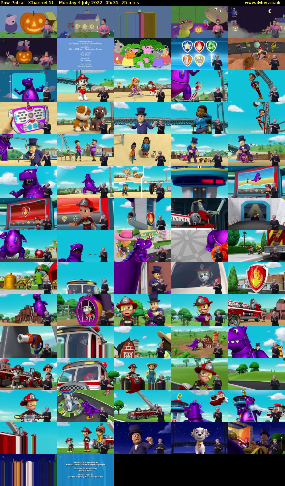 Paw Patrol  (Channel 5) Monday 4 July 2022 05:35 - 06:00