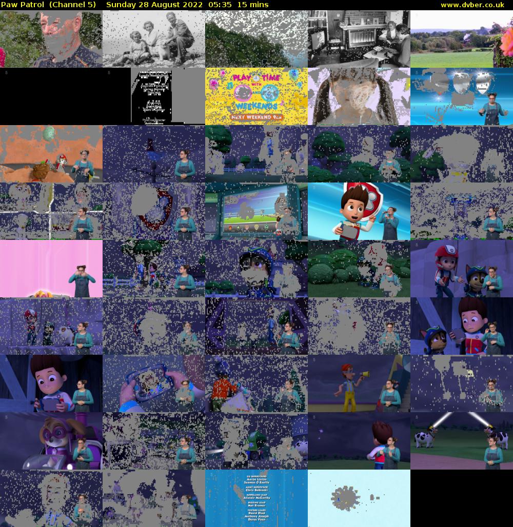 Paw Patrol  (Channel 5) Sunday 28 August 2022 05:35 - 05:50
