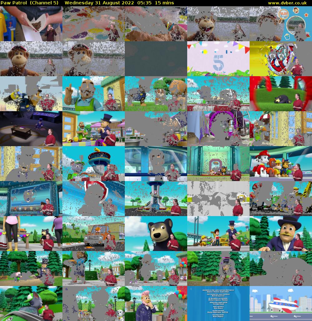 Paw Patrol  (Channel 5) Wednesday 31 August 2022 05:35 - 05:50