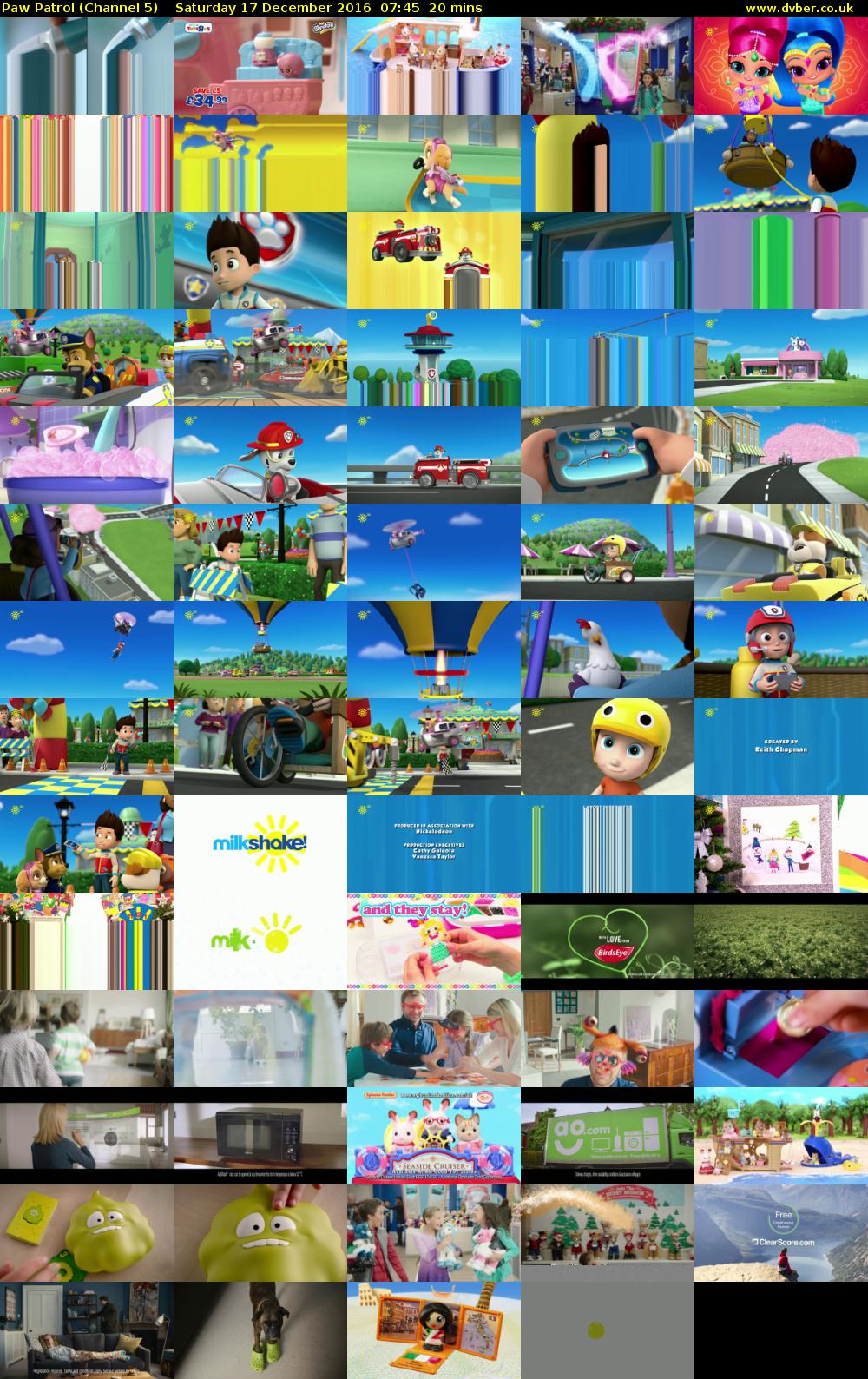 Paw Patrol (Channel 5) Saturday 17 December 2016 07:45 - 08:05