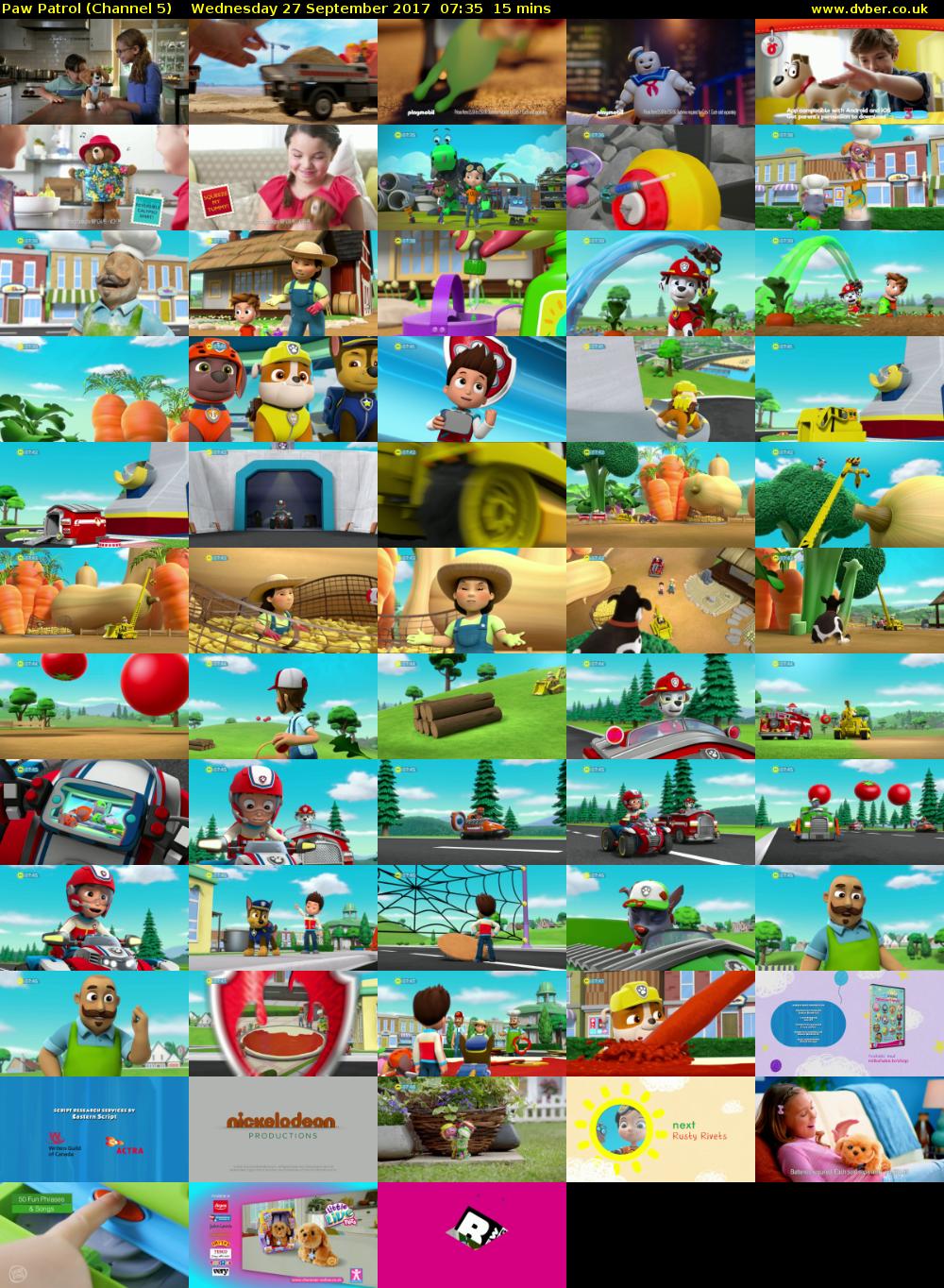 Paw Patrol (Channel 5) Wednesday 27 September 2017 07:35 - 07:50