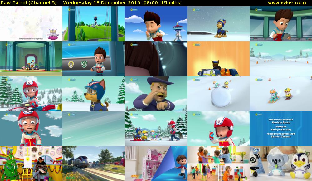 Paw Patrol (Channel 5) Wednesday 18 December 2019 08:00 - 08:15