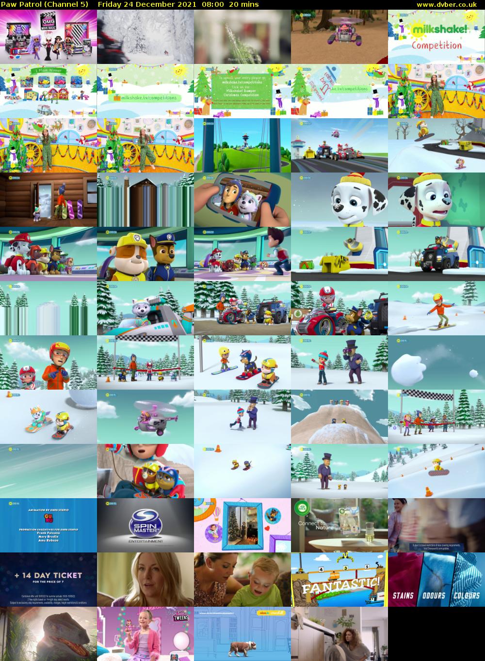 Paw Patrol (Channel 5) Friday 24 December 2021 08:00 - 08:20