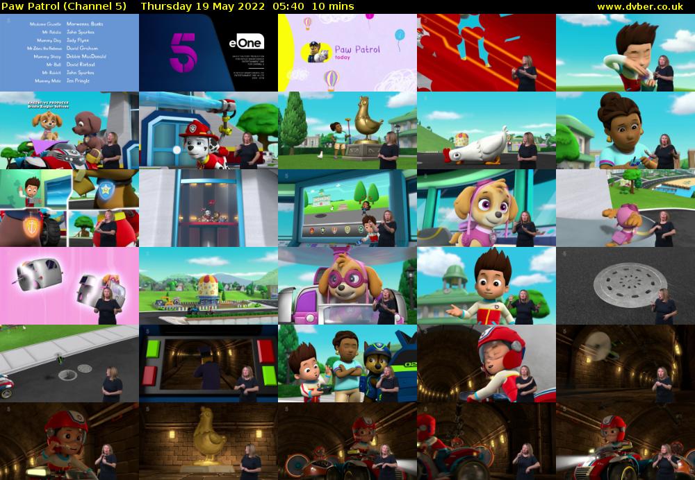Paw Patrol (Channel 5) Thursday 19 May 2022 05:40 - 05:50