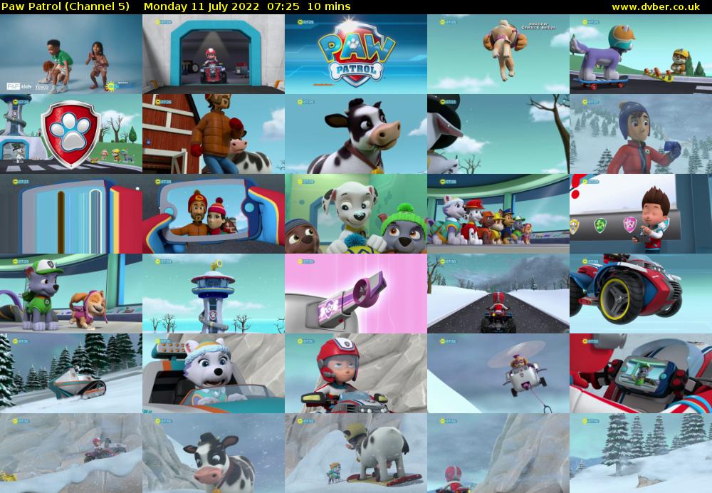 Paw Patrol (Channel 5) Monday 11 July 2022 07:25 - 07:35