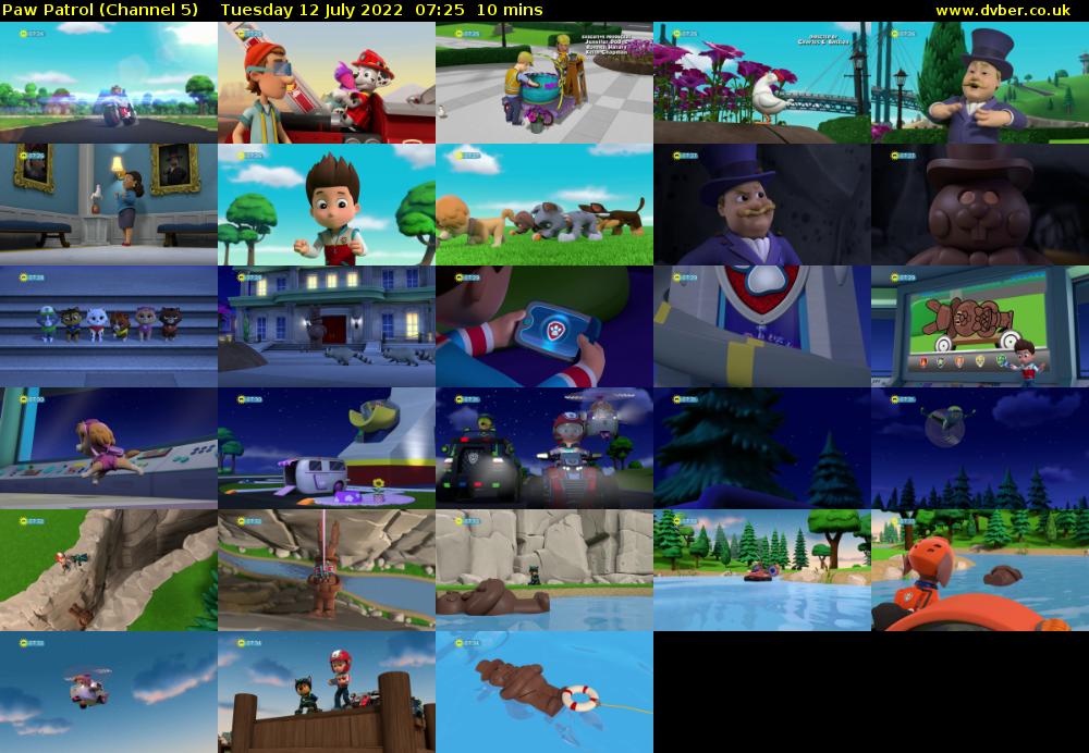 Paw Patrol (Channel 5) Tuesday 12 July 2022 07:25 - 07:35