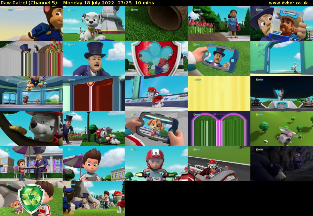 Paw Patrol (Channel 5) Monday 18 July 2022 07:25 - 07:35