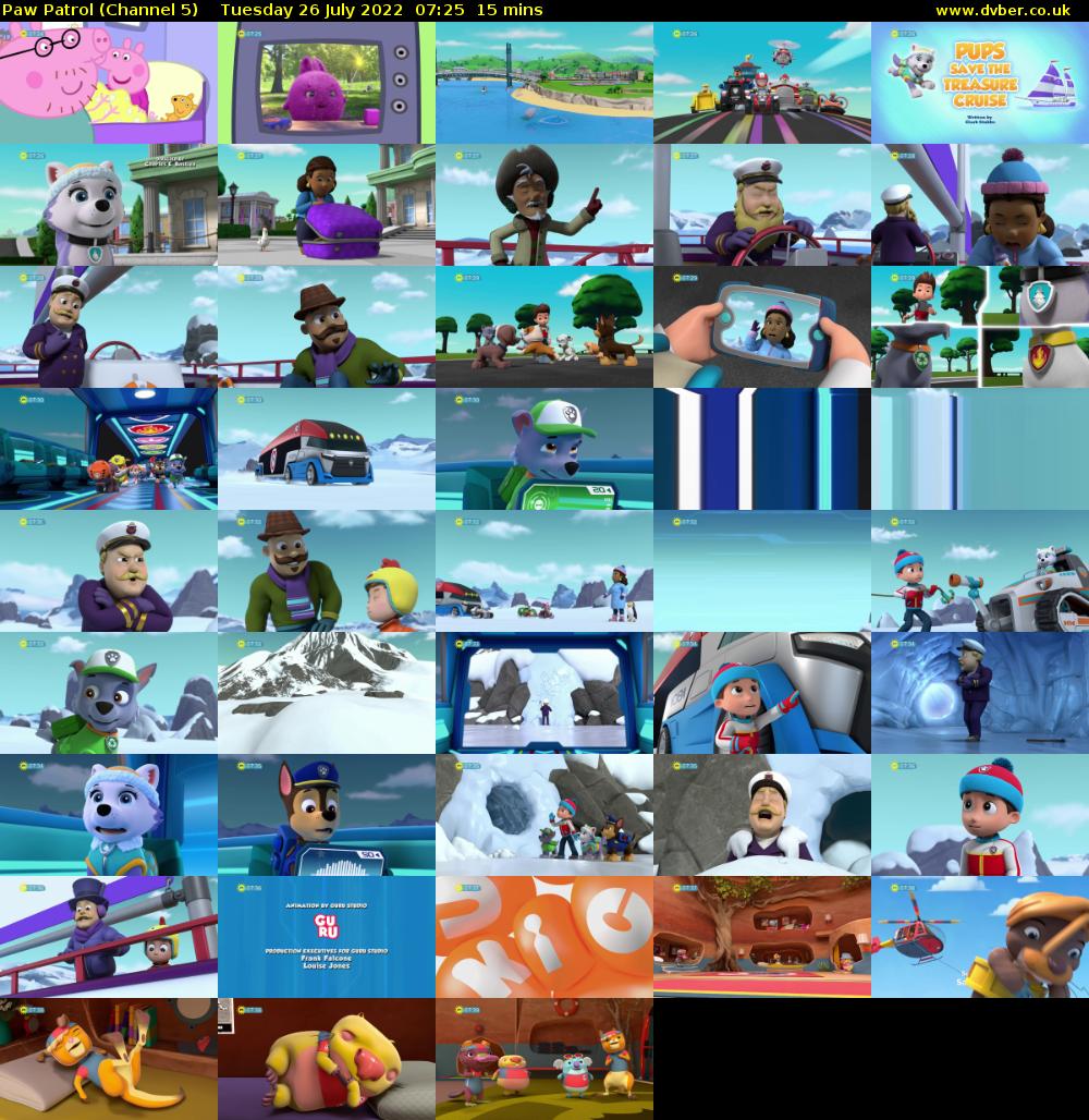 Paw Patrol (Channel 5) Tuesday 26 July 2022 07:25 - 07:40