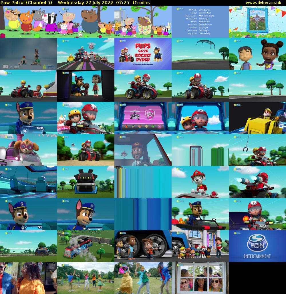 Paw Patrol (Channel 5) Wednesday 27 July 2022 07:25 - 07:40