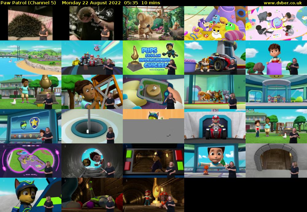 Paw Patrol (Channel 5) Monday 22 August 2022 05:35 - 05:45
