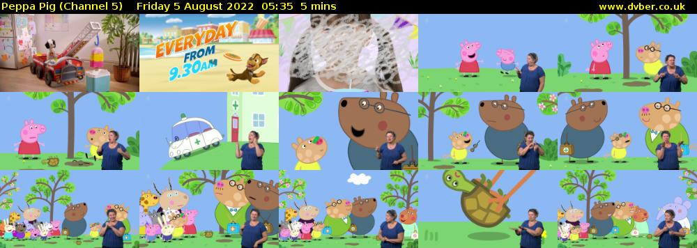 Peppa Pig (Channel 5) Friday 5 August 2022 05:35 - 05:40