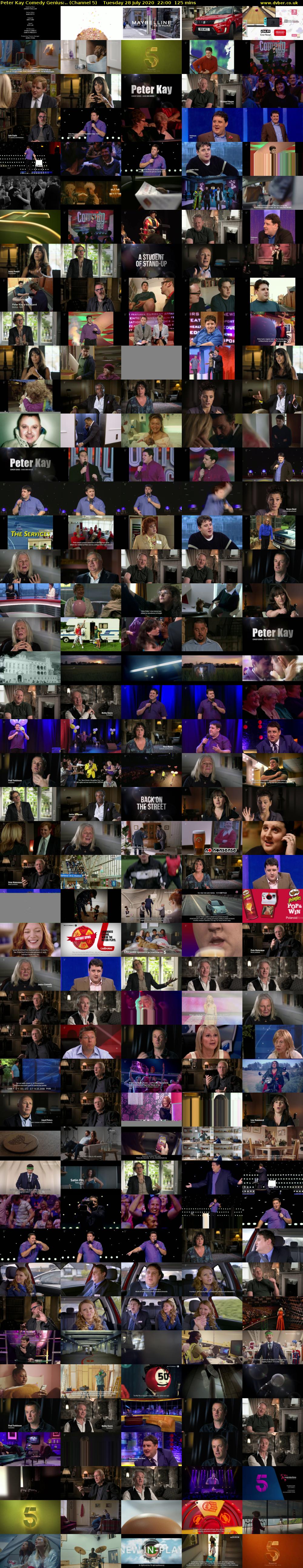 Peter Kay Comedy Genius:.. (Channel 5) Tuesday 28 July 2020 22:00 - 00:05