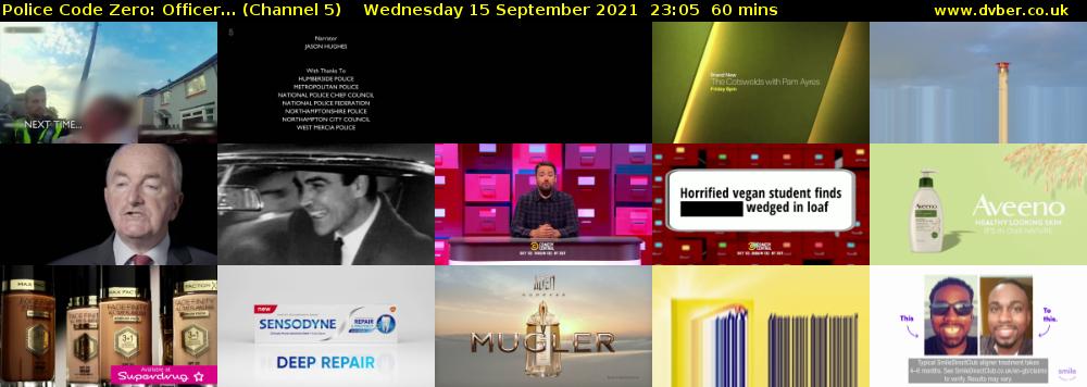 Police Code Zero: Officer... (Channel 5) Wednesday 15 September 2021 23:05 - 00:05