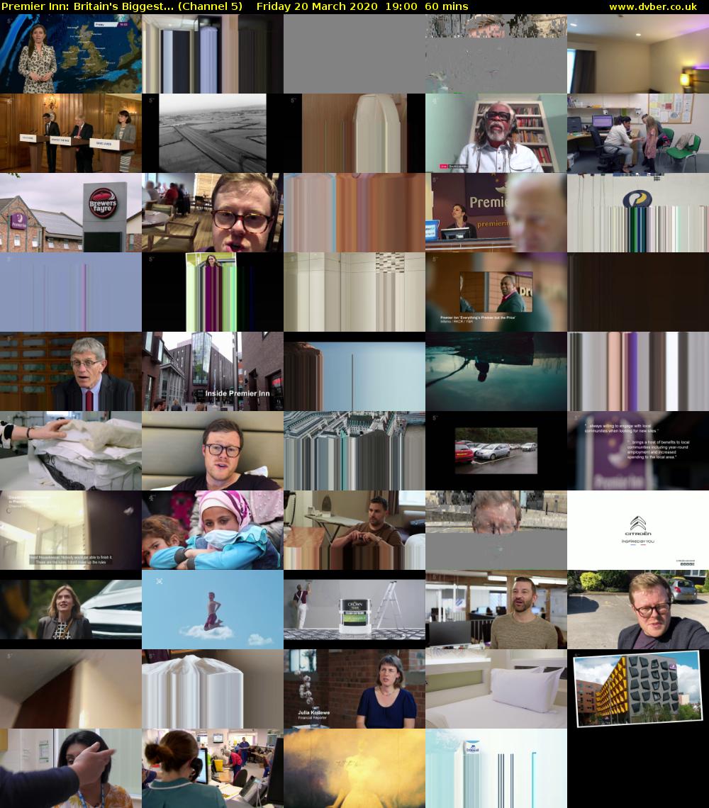 Premier Inn: Britain's Biggest... (Channel 5) Friday 20 March 2020 19:00 - 20:00