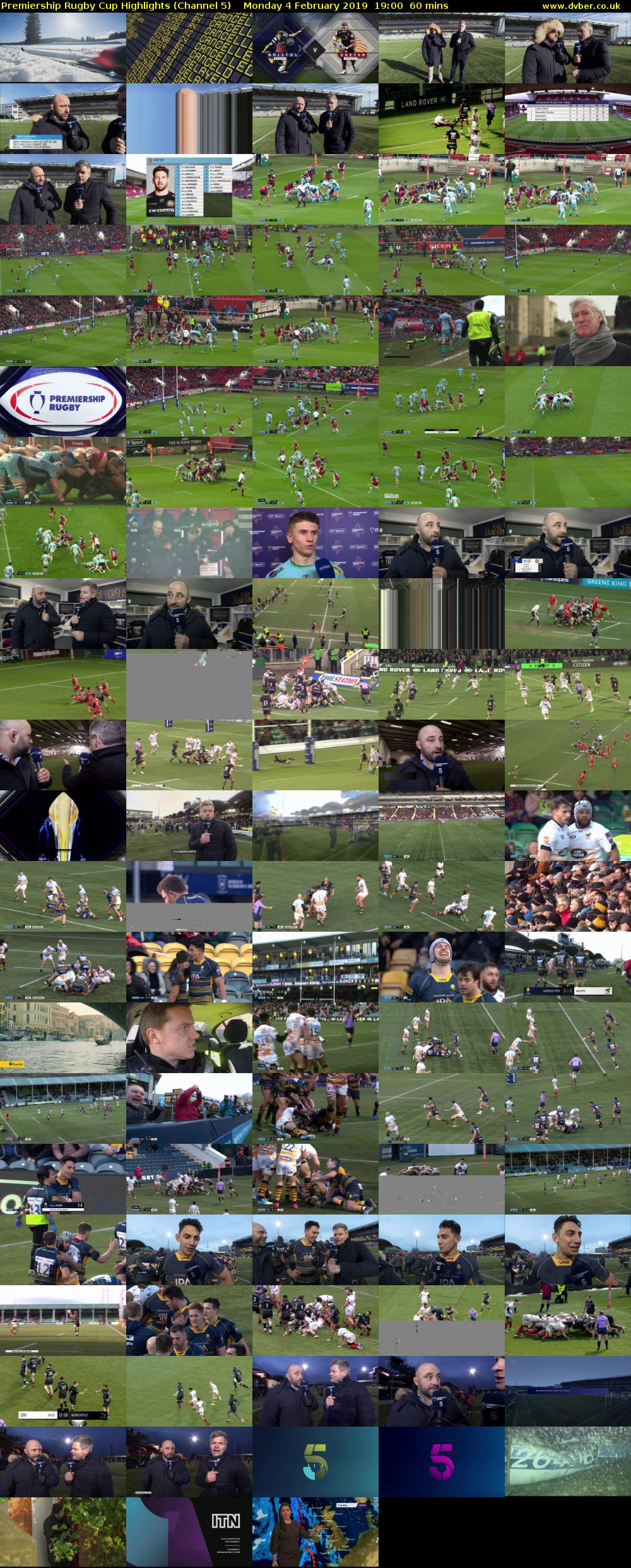 Premiership Rugby Cup Highlights (Channel 5) Monday 4 February 2019 19:00 - 20:00